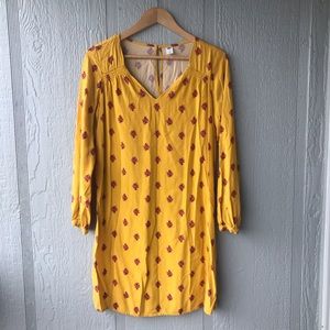 Old Navy mustard yellow dress with pink flowers